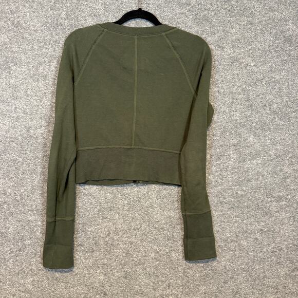 American Eagle Sweater Women Large Green Cardigan Button Front Crop Y2K Vintage - Picture 2 of 11